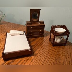 Vintage Master Bedroom Furniture Dollhouse Miniatures includes